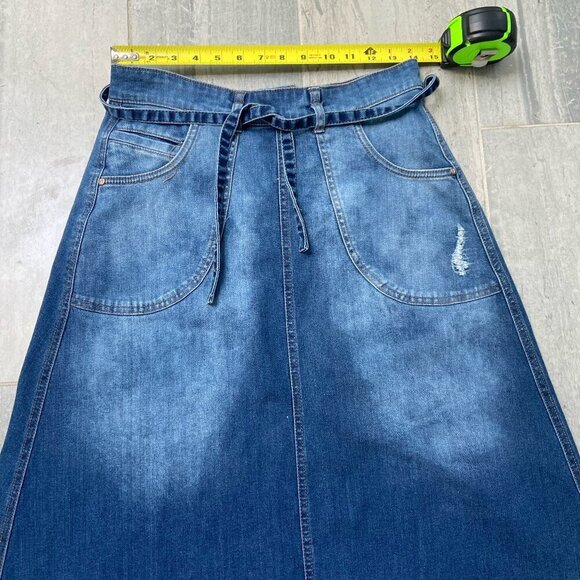 Anthropologie Blue A-Line Denim Skirt - Picture 4 of 10